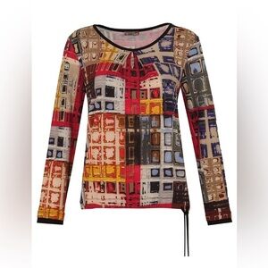 DOLCEZZA Multicolor Geometric “Manhattan” Print Women's Top NWT